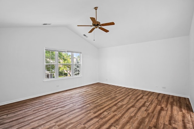 1401 Clove Ct Unit D, Mount Prospect, IL 60056 - spare room with wood finished floors, vaulted ceiling, and ceiling fan