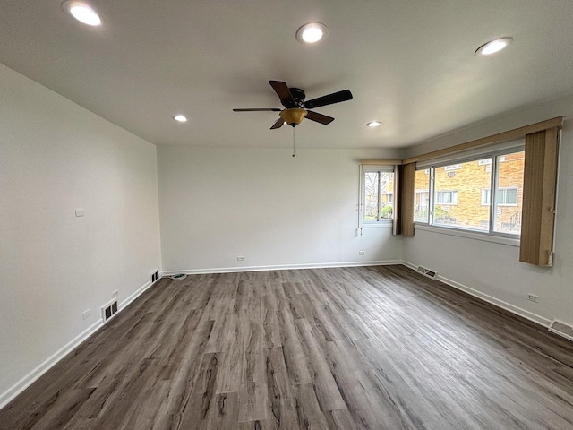 8664 Gregory Ln Unit E, Des Plaines, IL 60016 - empty room with recessed lighting, dark wood-style flooring, and ceiling fan
