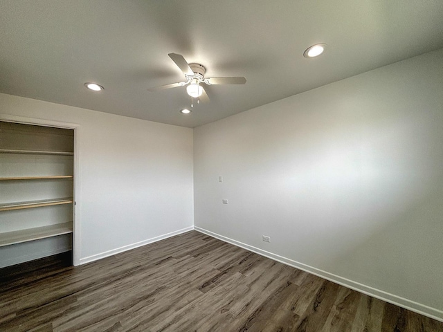 8664 Gregory Ln Unit E, Des Plaines, IL 60016 - spare room with dark wood-style floors, a ceiling fan, and recessed lighting