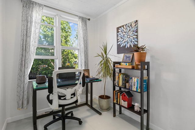 2119 N Karlov Ave, Chicago, IL 60639 - office area featuring crown molding and baseboards