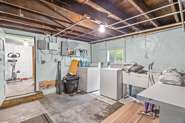 2119 N Karlov Ave, Chicago, IL 60639 - washroom with washing machine and clothes dryer and electric panel