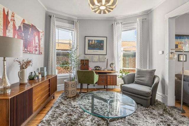 2119 N Karlov Ave, Chicago, IL 60639 - office space with light wood finished floors, healthy amount of natural light, ornamental molding, and a chandelier