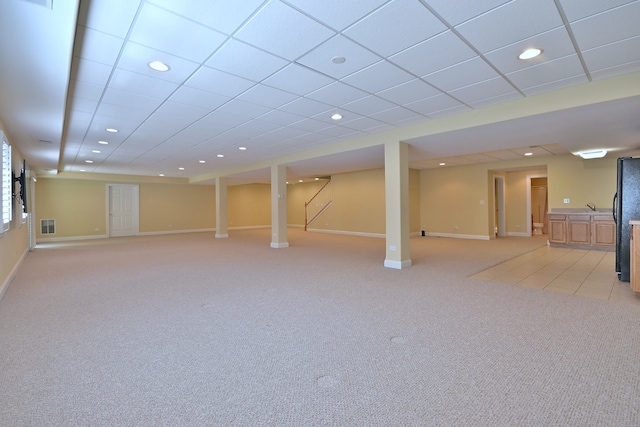 121 Rose Dr, Bloomingdale, IL 60108 - finished basement featuring light carpet and recessed lighting