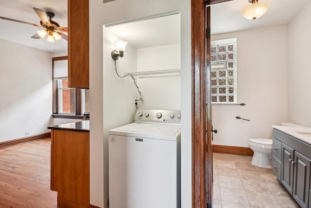 2638 W Rice St Unit 2S, Chicago, IL 60622 - washroom with washer / dryer and ceiling fan