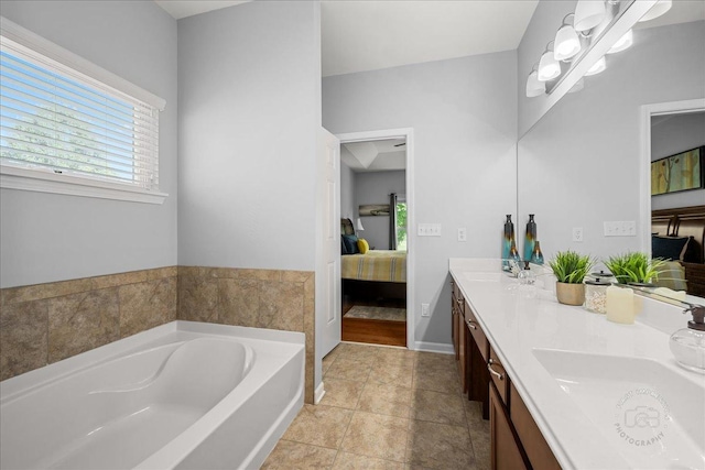 0N585 Charlotte Dr, Geneva, IL 60134 - bathroom with ensuite bath, double vanity, a bath, and plenty of natural light