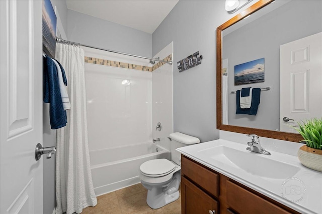 0N585 Charlotte Dr, Geneva, IL 60134 - bathroom featuring vanity, shower / tub combo, and tile patterned flooring