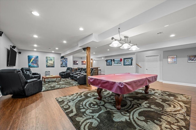 0N585 Charlotte Dr, Geneva, IL 60134 - playroom with wood finished floors, recessed lighting, and billiards table