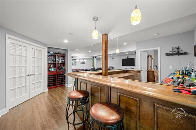 0N585 Charlotte Dr, Geneva, IL 60134 - indoor bar with dark wood finished floors, hanging light fixtures, and recessed lighting