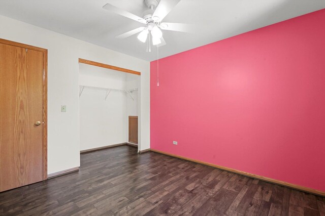 179 Briarcliff Ct, Romeoville, IL 60446 - unfurnished bedroom with wood finished floors, a closet, and ceiling fan