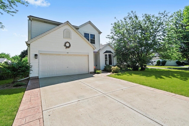 179 Briarcliff Ct, Romeoville, IL 60446 - traditional-style home featuring a garage, a front lawn, and concrete driveway