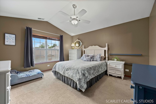 282 Whitfield Dr Unit A, Sugar Grove, IL 60554 - carpeted bedroom with lofted ceiling and a ceiling fan