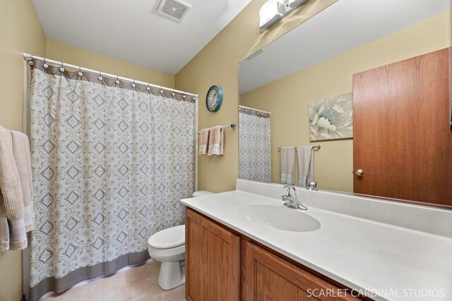 282 Whitfield Dr Unit A, Sugar Grove, IL 60554 - bathroom featuring tile patterned floors, vanity, and a shower with shower curtain