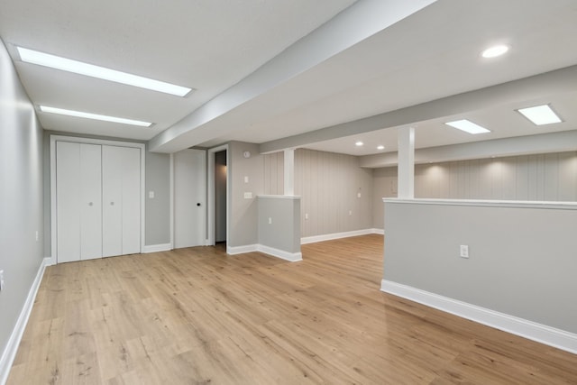 6282 Schaumburg Ln, Roscoe, IL 61073 - finished basement featuring light wood-style floors and recessed lighting