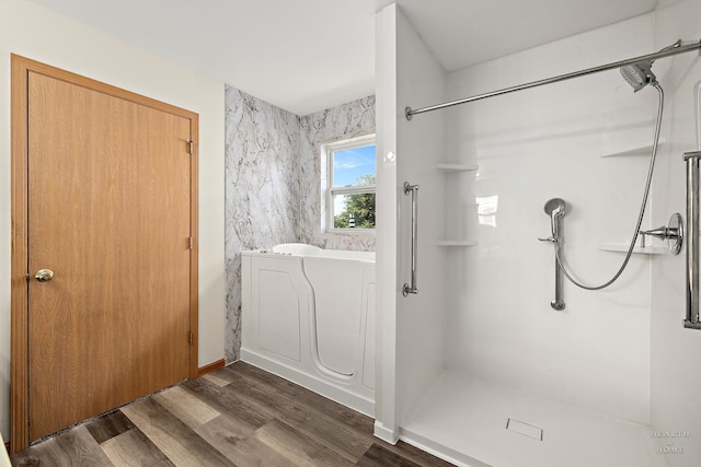 10961 Preston Pkwy, Huntley, IL 60142 - full bath with a shower stall, wood finished floors, and a garden tub