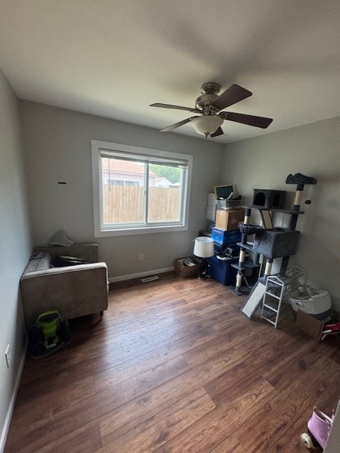 5 Denham Dr, Montgomery, IL 60538 - office area featuring a ceiling fan and wood finished floors