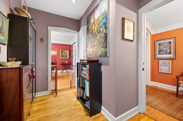 3800 N Lake Shore Dr Unit 5E, Chicago, IL 60613 - hallway featuring light wood finished floors and crown molding
