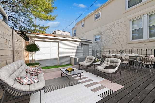 1636 W Huron St, Chicago, IL 60622 - wooden deck with an outdoor living space and an outdoor structure