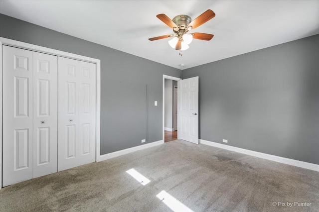 206 N Broadview Ave, Lombard, IL 60148 - unfurnished bedroom featuring carpet flooring, a closet, and ceiling fan