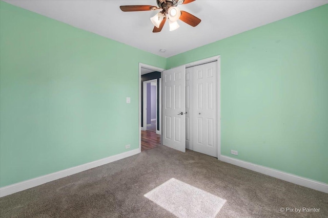 206 N Broadview Ave, Lombard, IL 60148 - unfurnished bedroom with carpet, a closet, and a ceiling fan