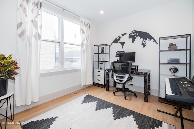 1221 E 46th St Unit 1, Chicago, IL 60653 - office area featuring healthy amount of natural light, wood finished floors, and recessed lighting