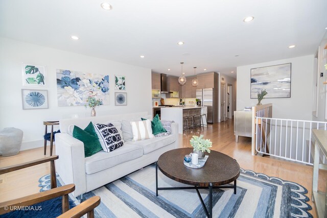 1221 E 46th St Unit 1, Chicago, IL 60653 - living area with recessed lighting and light wood-style flooring