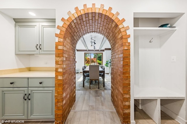 5525 Lee Ave, Downers Grove, IL 60515 - mudroom featuring arched walkways and light wood-type flooring