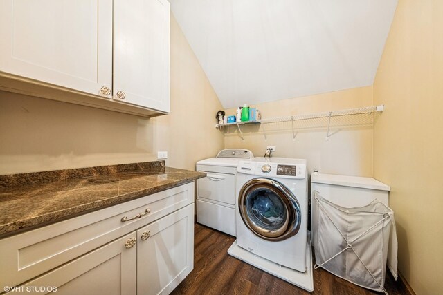 5525 Lee Ave, Downers Grove, IL 60515 - laundry room featuring washer and clothes dryer and dark wood-style flooring