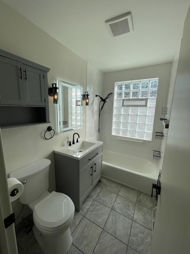 12813 E Playfield Dr, Crestwood, IL 60418 - bathroom featuring vanity, shower / bath combination, and marble look tile flooring