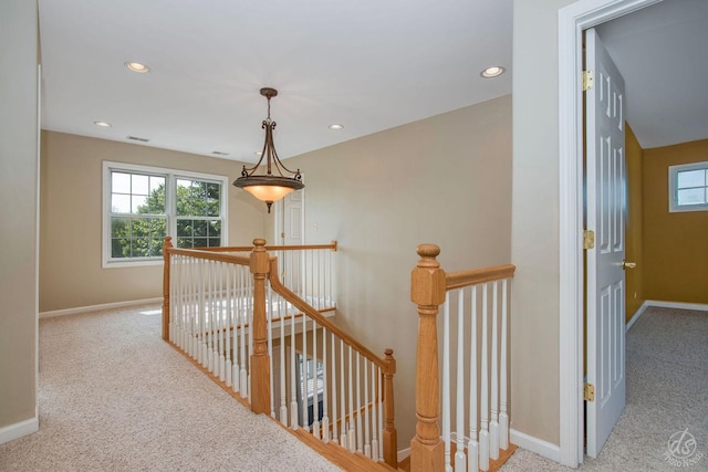 1019 Freedom Cir, Sycamore, IL 60178 - hall featuring an upstairs landing, carpet, and recessed lighting