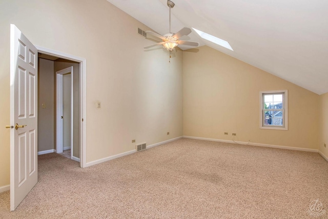 1019 Freedom Cir, Sycamore, IL 60178 - bonus room with vaulted ceiling, light colored carpet, ceiling fan, and a skylight