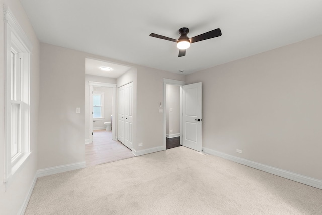 342 Franklin Ave, River Forest, IL 60305 - unfurnished bedroom with light colored carpet, a closet, and ceiling fan