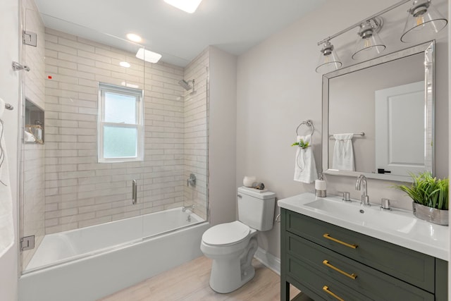 342 Franklin Ave, River Forest, IL 60305 - full bathroom with vanity, bath / shower combo with glass door, and wood finished floors