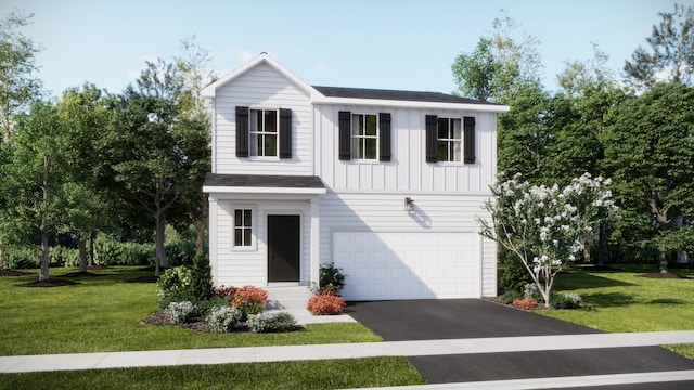727 Prairie Pond Cir, Malta, IL 60150 - traditional-style home featuring driveway, an attached garage, board and batten siding, and a front lawn