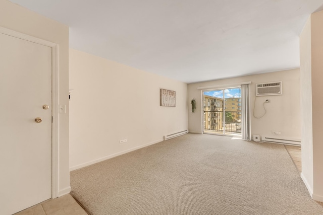 310 Lathrop Ave Unit 411, Forest Park, IL 60130 - unfurnished room featuring a baseboard heating unit, an AC wall unit, and light colored carpet