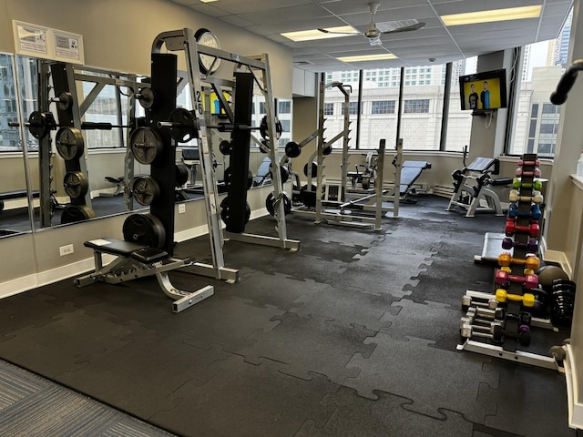 405 N Wabash Ave Unit 3611, Chicago, IL 60611 - workout area with baseboards and a drop ceiling