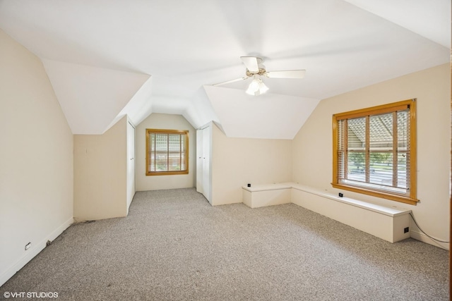 9326 S Millard Ave, Evergreen Park, IL 60805 - additional living space with carpet floors, vaulted ceiling, and a ceiling fan
