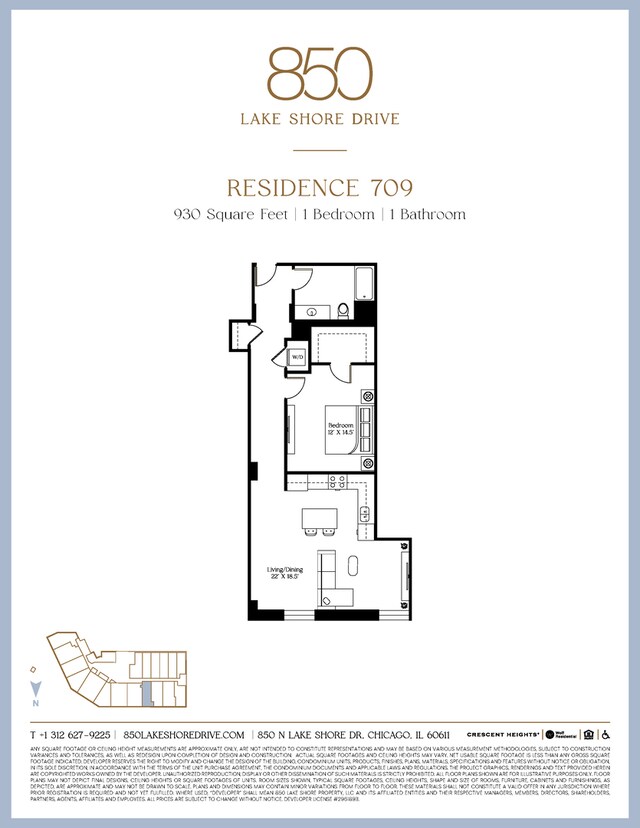 850 N Lake Shore Dr Unit 709, Chicago, IL 60611 - view of floor plan / room layout