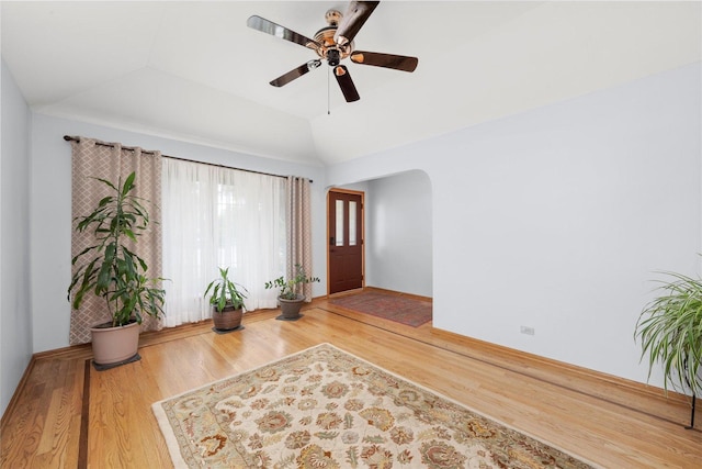 5724 W 82nd Pl, Burbank, IL 60459 - entryway with wood finished floors, ceiling fan, and arched walkways