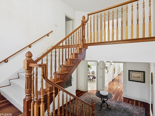 5N113 Burr Rd, Saint Charles, IL 60175 - staircase with wood finished floors and baseboards