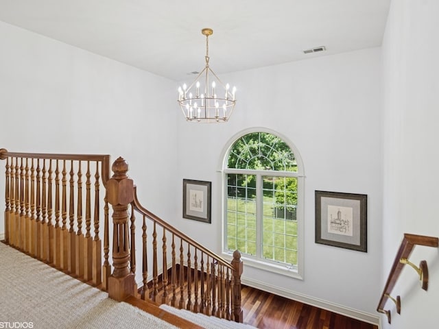 5N113 Burr Rd, Saint Charles, IL 60175 - staircase with a chandelier and wood finished floors