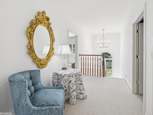 5N113 Burr Rd, Saint Charles, IL 60175 - living area featuring a chandelier and carpet flooring