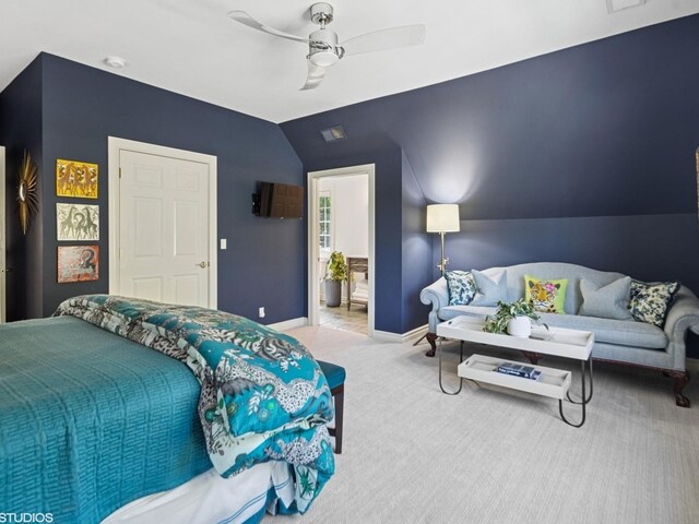 5N113 Burr Rd, Saint Charles, IL 60175 - carpeted bedroom with lofted ceiling and ceiling fan