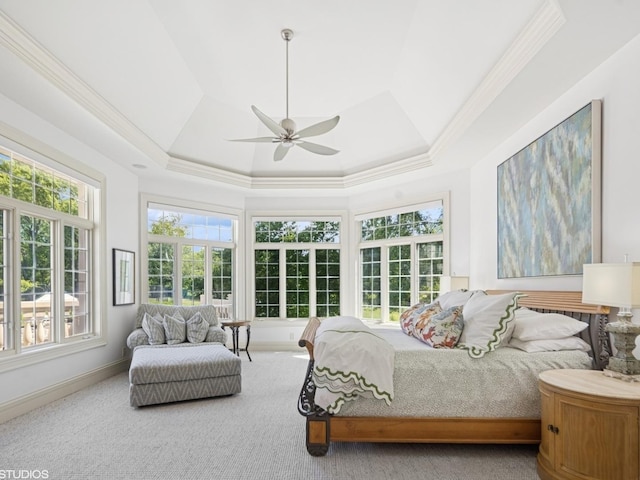 5N113 Burr Rd, Saint Charles, IL 60175 - bedroom with a tray ceiling, a ceiling fan, carpet floors, and crown molding