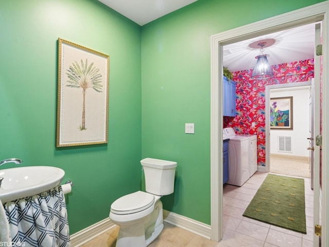 5N113 Burr Rd, Saint Charles, IL 60175 - bathroom with tile patterned flooring and washer and dryer
