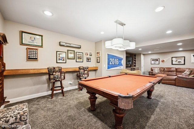 1613 Constitution Dr, Glenview, IL 60026 - game room featuring carpet, recessed lighting, pool table, and an office area