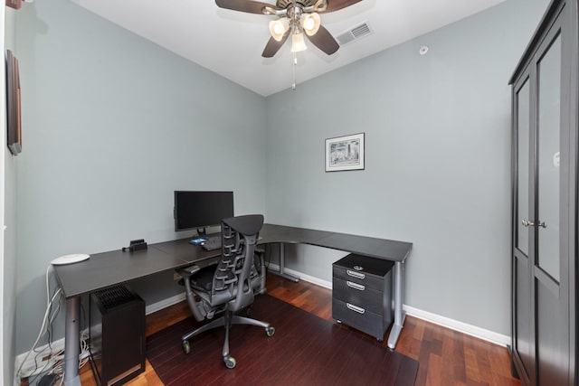 935 Burlington Ave Unit 411, Downers Grove, IL 60515 - home office featuring ceiling fan and dark wood-type flooring