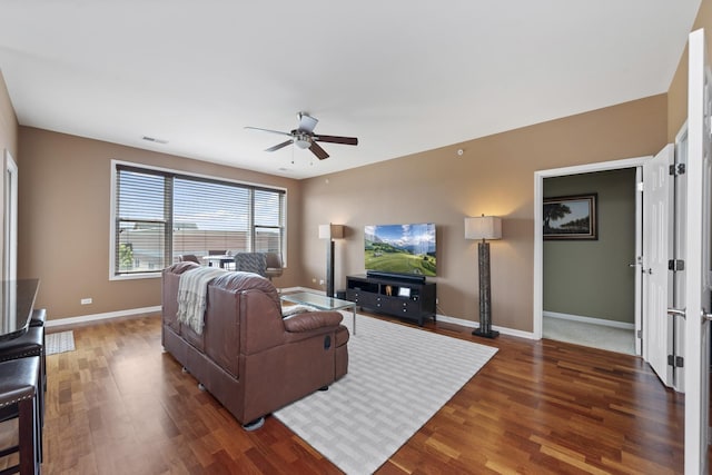935 Burlington Ave Unit 411, Downers Grove, IL 60515 - living area featuring a ceiling fan and dark wood-type flooring