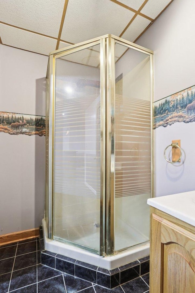 26931 W Marion Ct, Ingleside, IL 60041 - full bathroom with a shower stall, tile patterned flooring, and vanity