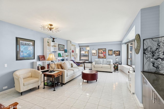 5050 S E End Ave Unit 9C, Chicago, IL 60615 - living area with a chandelier and light tile patterned floors