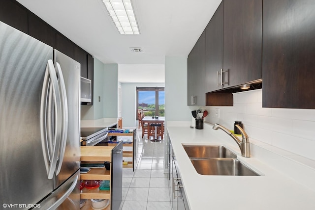 5050 S E End Ave Unit 9C, Chicago, IL 60615 - kitchen with freestanding refrigerator, light countertops, decorative backsplash, light tile patterned floors, and modern cabinets